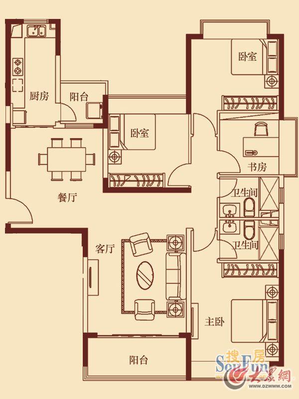 恒大城1#1,2#1户型图4室2厅2卫1厨165.00㎡.jpg